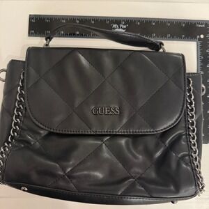 GUESS Quilted Top Handle‎ Handbag Black Faux Leather No Additional Strap
